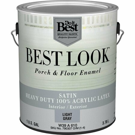 ALL-SOURCE Best Look 1 Gal. Light Gray Heavy-Duty Acrylic Latex Satin Porch & Floor Enamel W39A00610-16